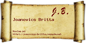 Joanovics Britta névjegykártya